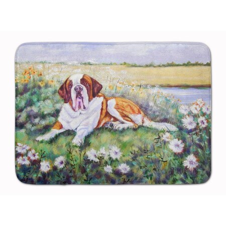 Carolines Treasures Saint Bernard in Flowers Machine Washable Memory Foam Mat 7446RUG